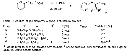 schme: adition of lithium amides to cinnamyl alcohol